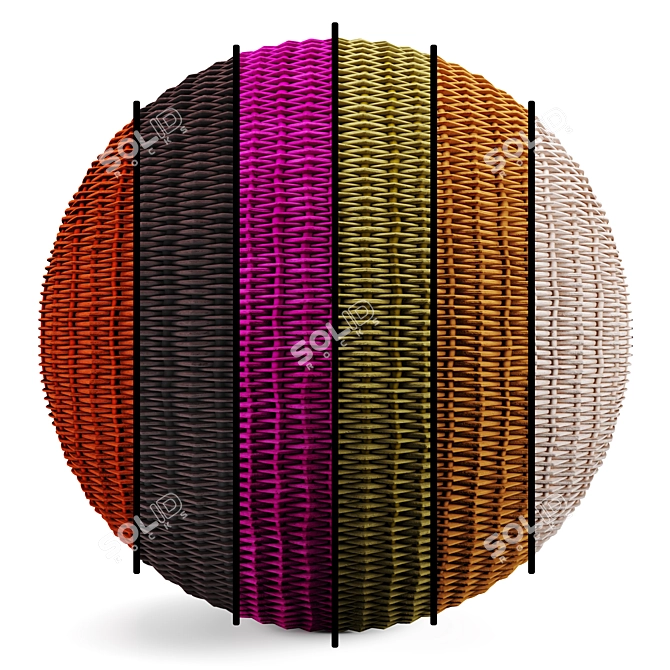 Colorful Woven Basket Collection 3D model image 1