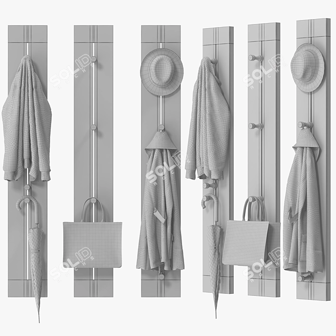 Modern Pin Hang Coat Rack 3D model image 4