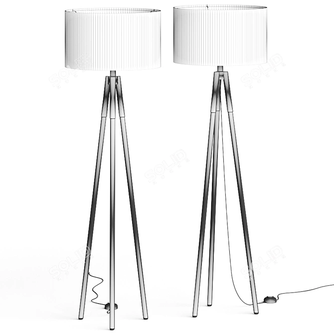 Stylish Metal Tripod Floor Lamp 3D model image 2