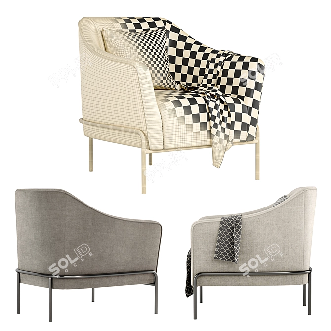 CALVIN Armchair: Sleek, Stylish, and Exceptionally Comfortable 3D model image 5