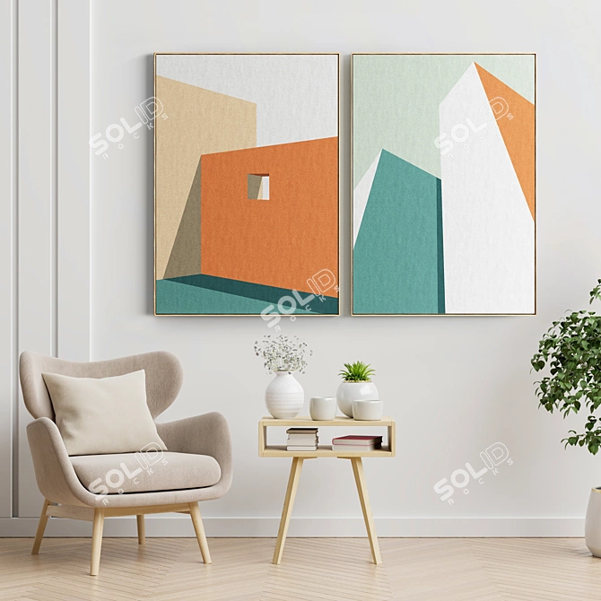 Modern Art Frames Set 3D model image 2