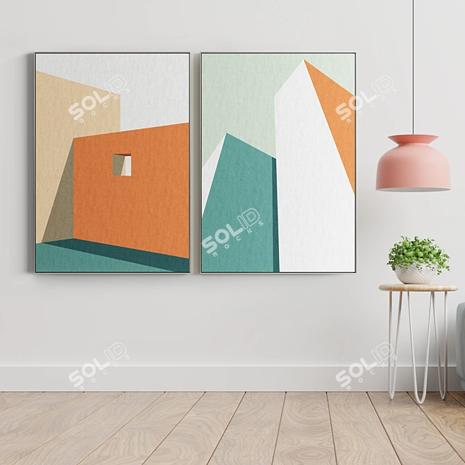 Modern Art Frames Set 3D model image 3