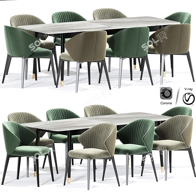 Astele Ellen Dining Chair Table - Stylish and Functional 3D model image 1