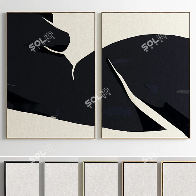 Elegant Frame Collection: Set of 2 Paintings, 5 Material Options 3D model image 1