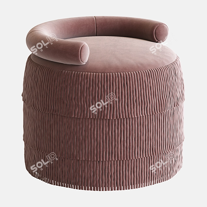 Contemporary Velvet Fringes Stool 3D model image 3