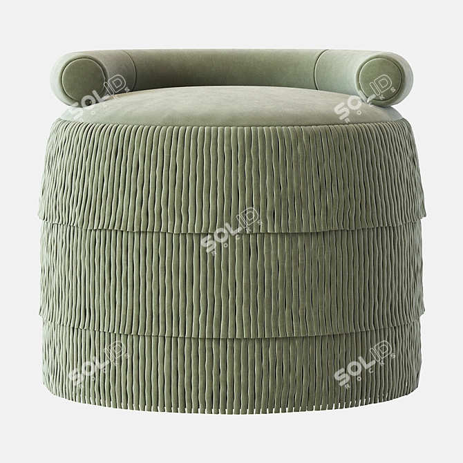 Contemporary Velvet Fringes Stool 3D model image 4