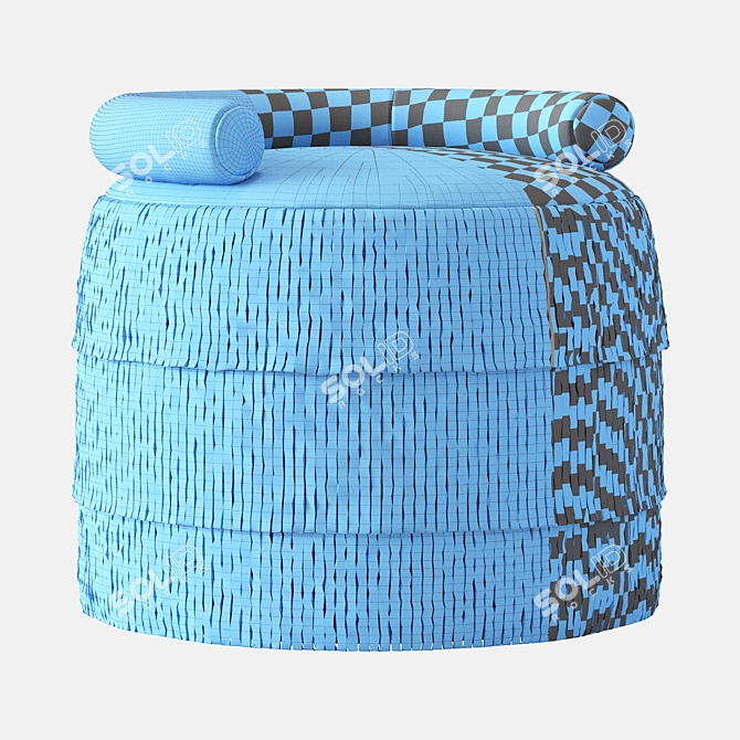 Contemporary Velvet Fringes Stool 3D model image 6