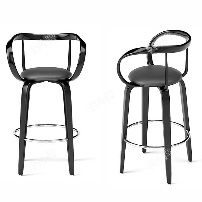 Apriori L Bar Stool: Elegant Design in Wood & Leather 3D model image 6