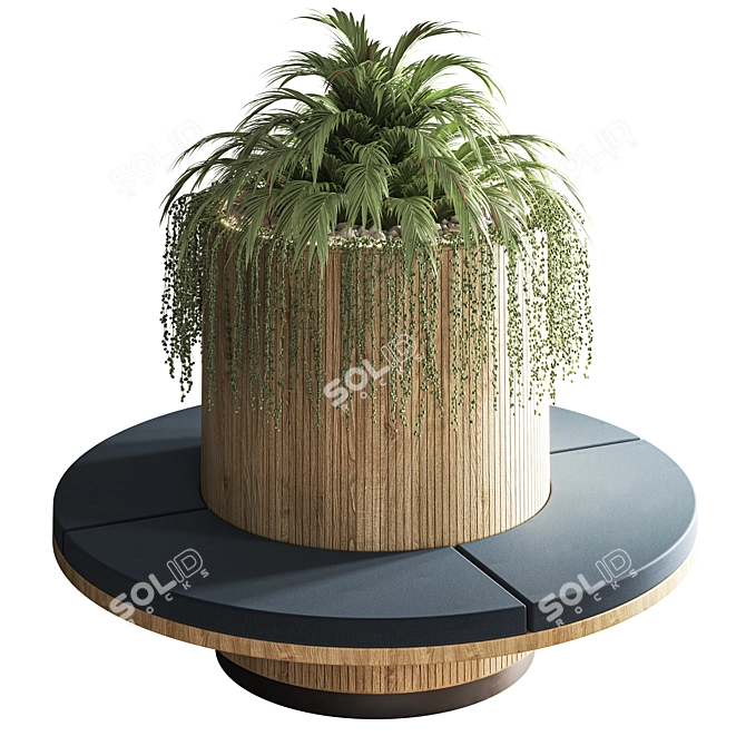 Elegant Seat with Indoor Plants 3D model image 1