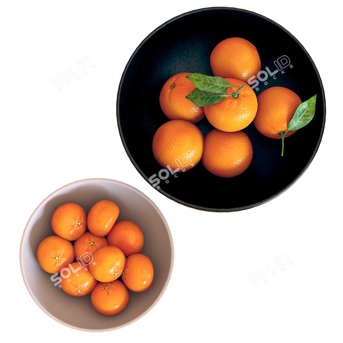 Citrus Groove Bowl Set: Oranges & Mandarins 3D model image 3