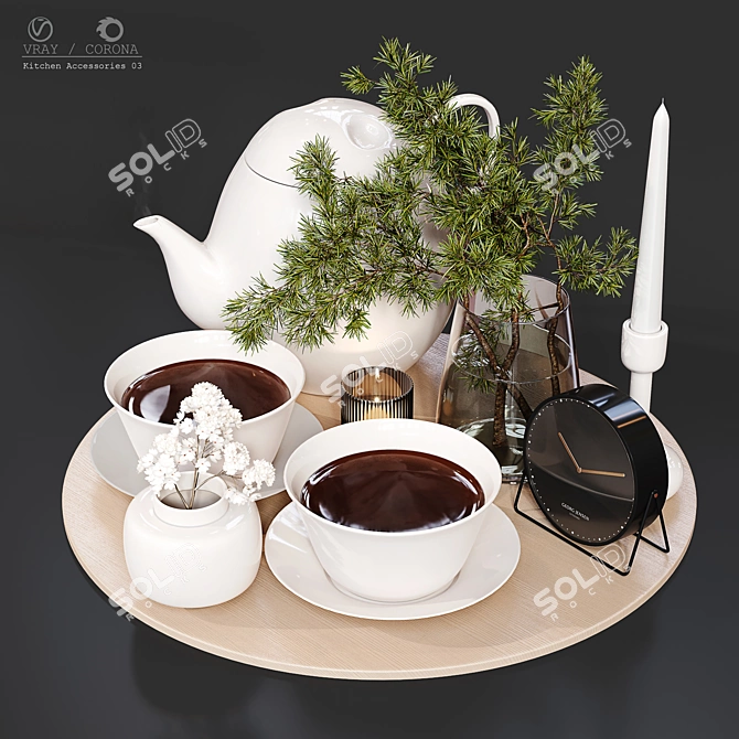 High-Quality Kitchen Accessories Set 3D model image 1