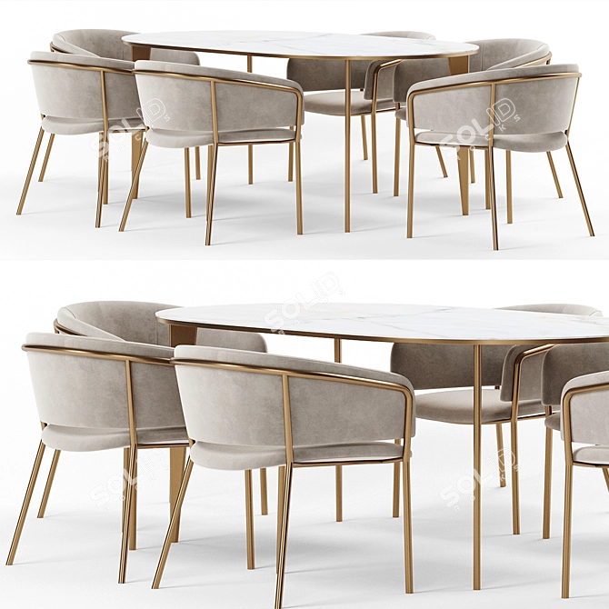 Elegant Vilhena II Chair & Arden Dining Table 3D model image 2