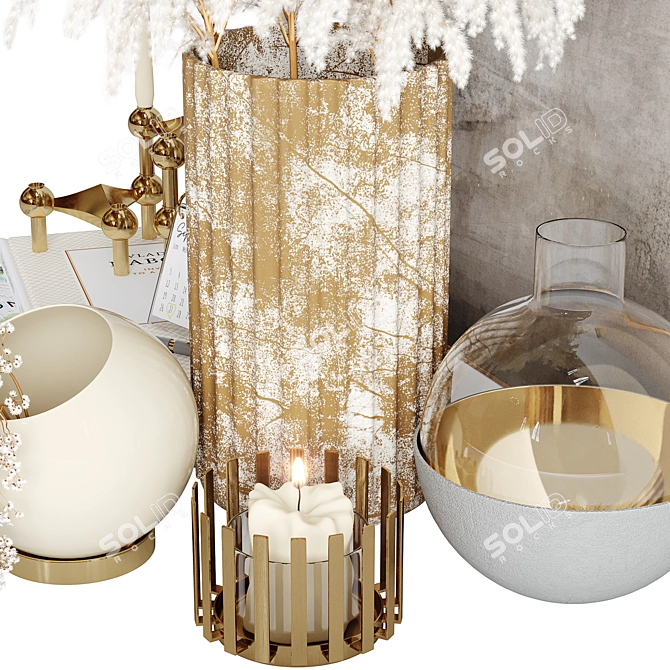 Stylish Decor Set: Vase, Candle Holders, Light Holder 3D model image 4