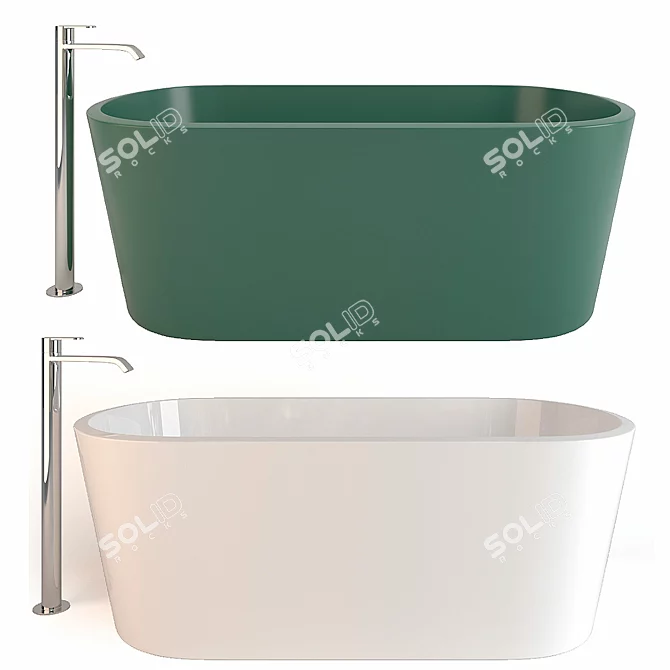 Luxury Oval Bay Nic Bathtub 3D model image 1