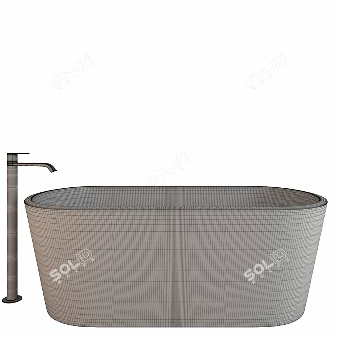 Luxury Oval Bay Nic Bathtub 3D model image 3