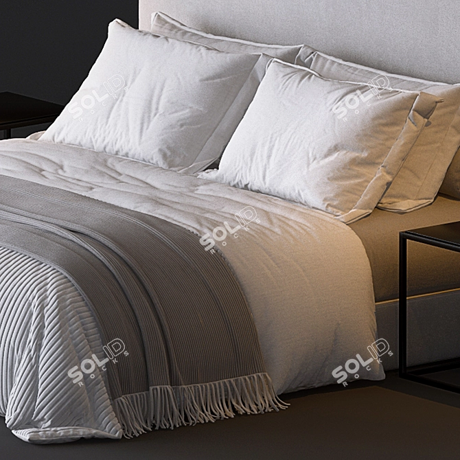 Sullivan Fabric Platform Bed 3D model image 2