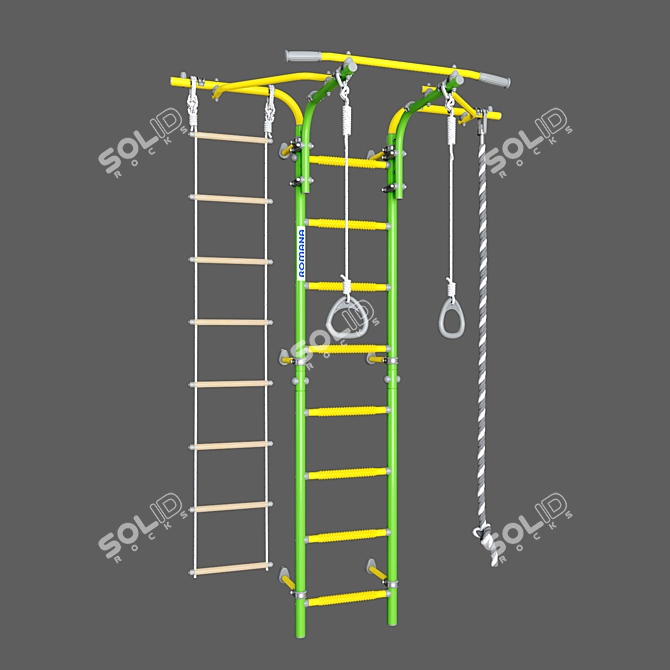 Swedish Wall ROMANA S6 Karusel: Wall-Mounted Massage Step 3D model image 2