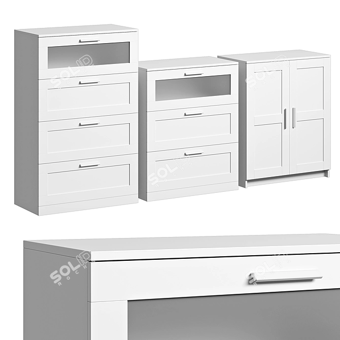 Modern White Comodes by IKEA 3D model image 1