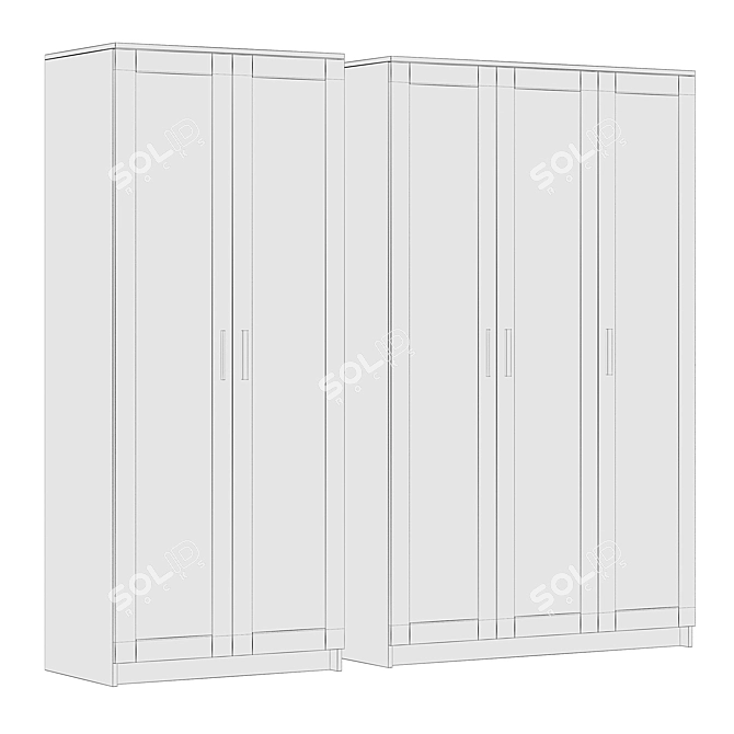 Minimalist White Wardrobes by IKEA 3D model image 2