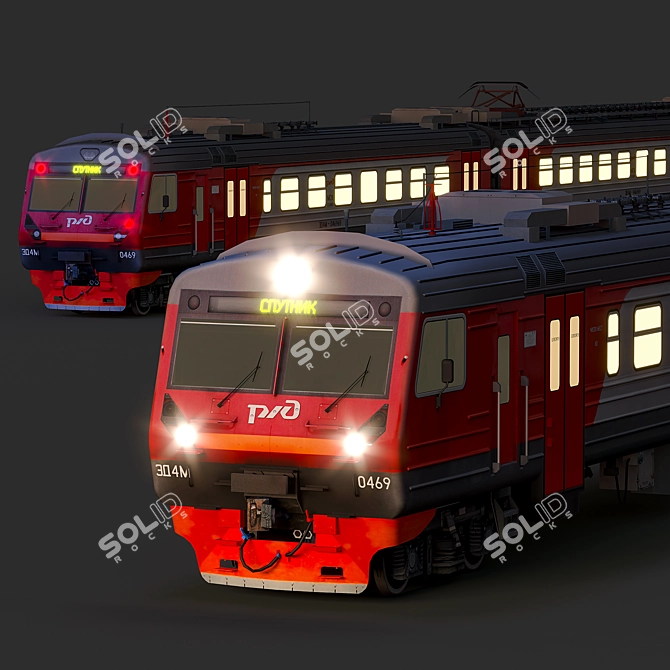 Title: Russian Railways Low Poly ED4M 2012-16 3D model image 3