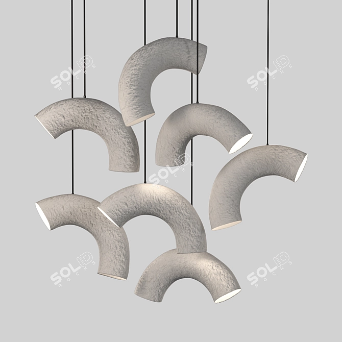 Eco Chic Paper Pendant Lamps 3D model image 4