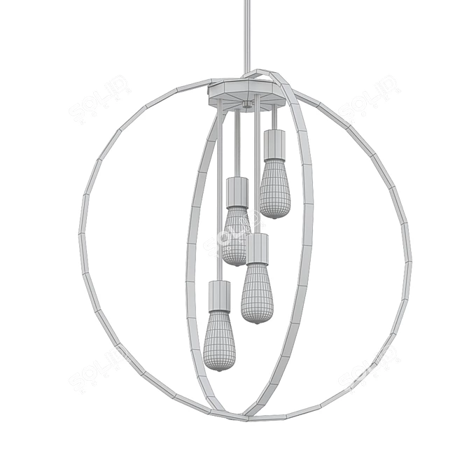 Elegant Newport Four Light Chandelier 3D model image 2
