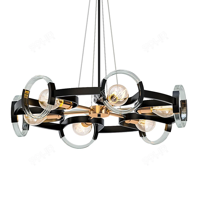 Amari Black-Gold Chandelier 3D model image 1