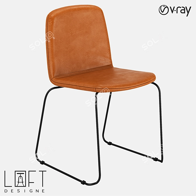 Elegant Metal and Leather Chair - LoftDesigne 3D model image 1