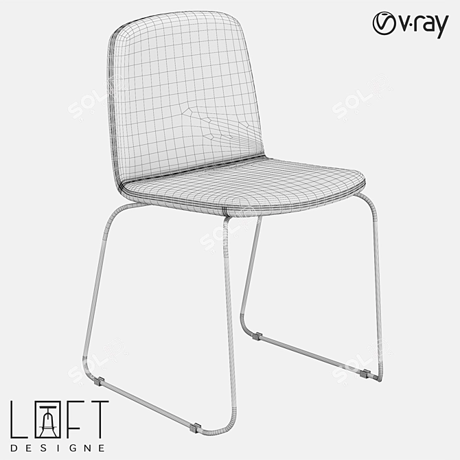 Elegant Metal and Leather Chair - LoftDesigne 3D model image 2