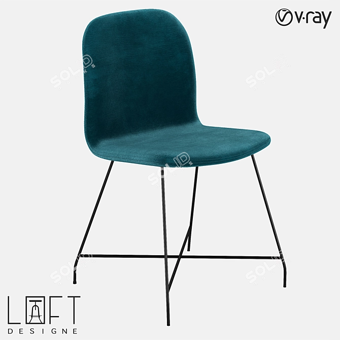 Modern Metal and Fabric Chair 3D model image 1