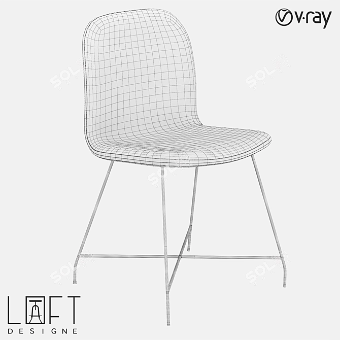 Modern Metal and Fabric Chair 3D model image 2