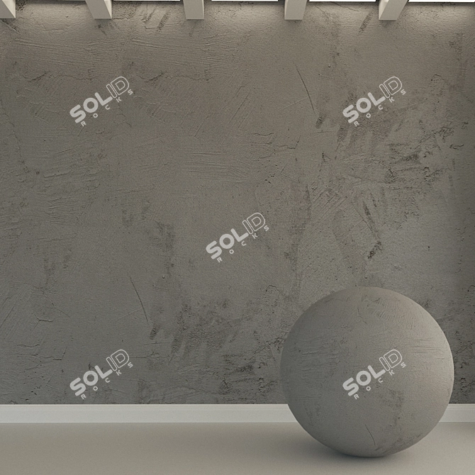 Vintage Concrete Plaster Wall 3D model image 1