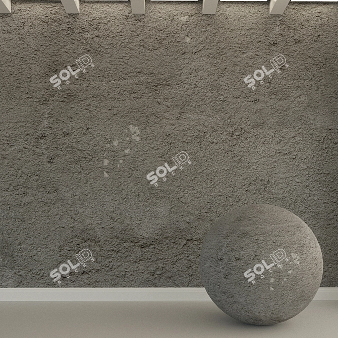 Vintage Textured Concrete Wall 3D model image 1