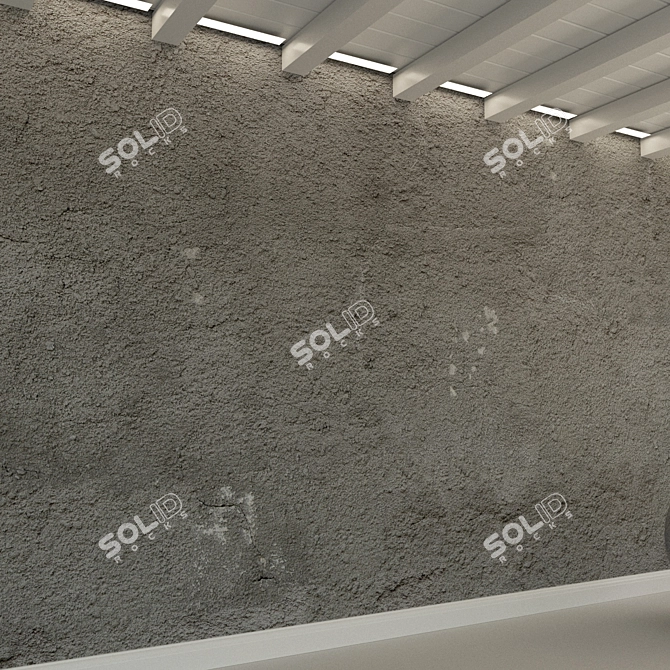 Vintage Textured Concrete Wall 3D model image 2