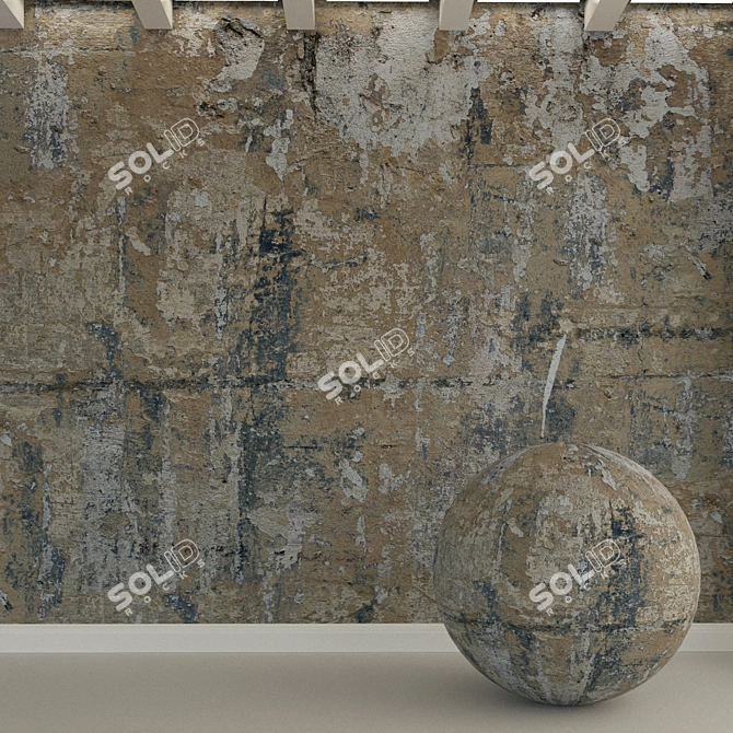 Decorative Old Plaster Wall 3D model image 1