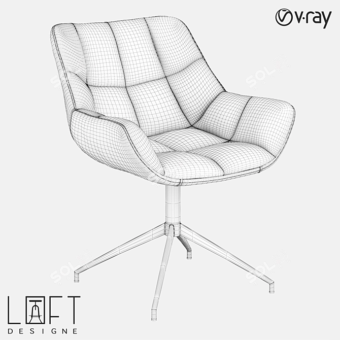 Modern Metal Chair with Eco Leather and Fabric Upholstery 3D model image 2