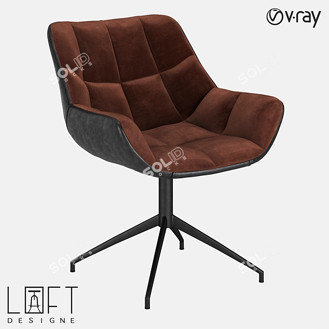 Sleek Metal and Eco-Leather Chair 3D model image 1