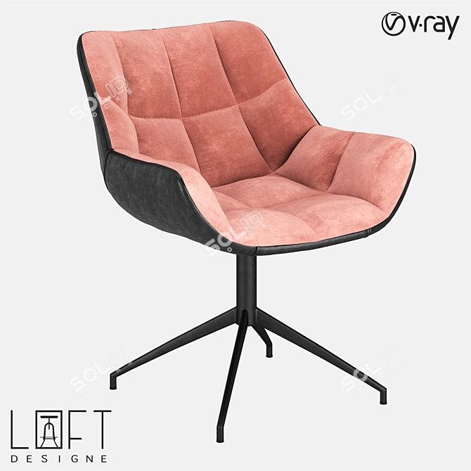 Sleek Metal Chair with Eco Leather and Fabric Upholstery 3D model image 1