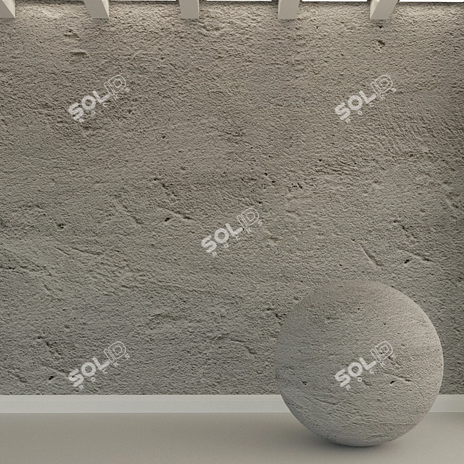 Vintage Concrete Wall: Old Plaster Texture 3D model image 1