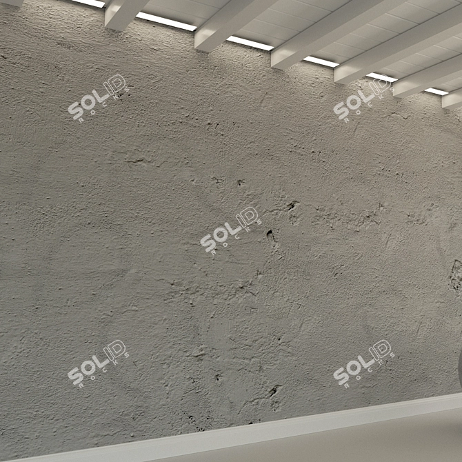 Rustic Concrete Wall: Old Plaster 3D model image 3