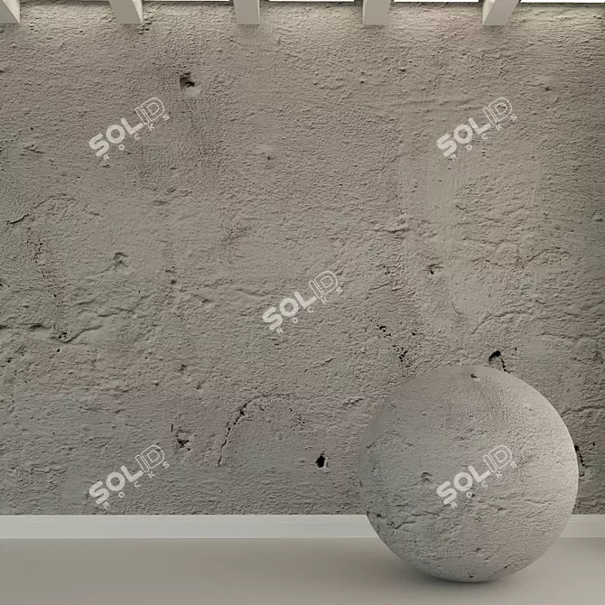 Decorative Old Plaster Concrete Wall 3D model image 1