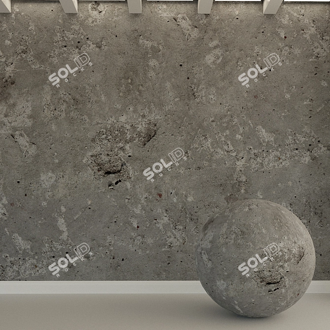 Vintage Concrete Wall Plaster 3D model image 1