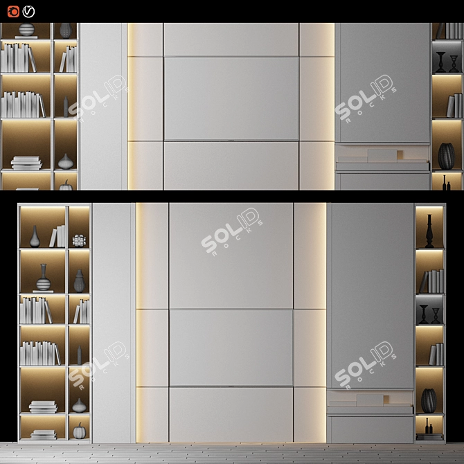 Minimalist TV Wall Unit: Modern Design 3D model image 2