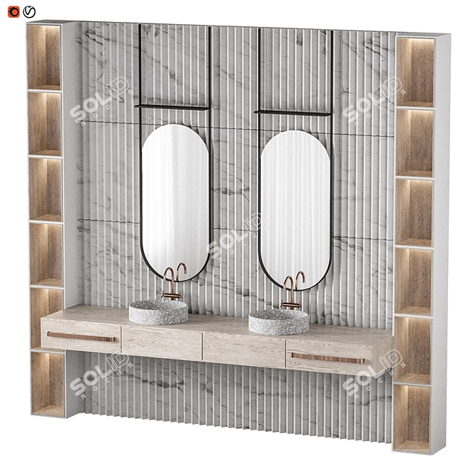 Modern Bathroom Interior Set 3D model image 1