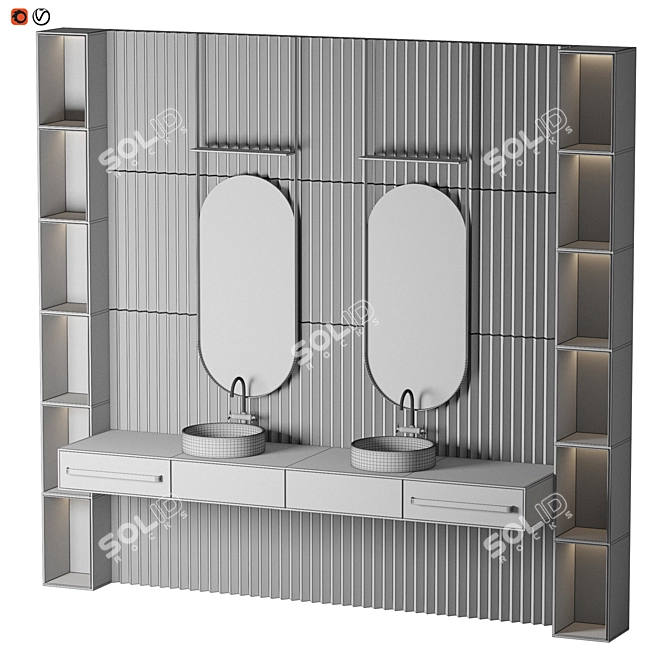 Modern Bathroom Interior Set 3D model image 2