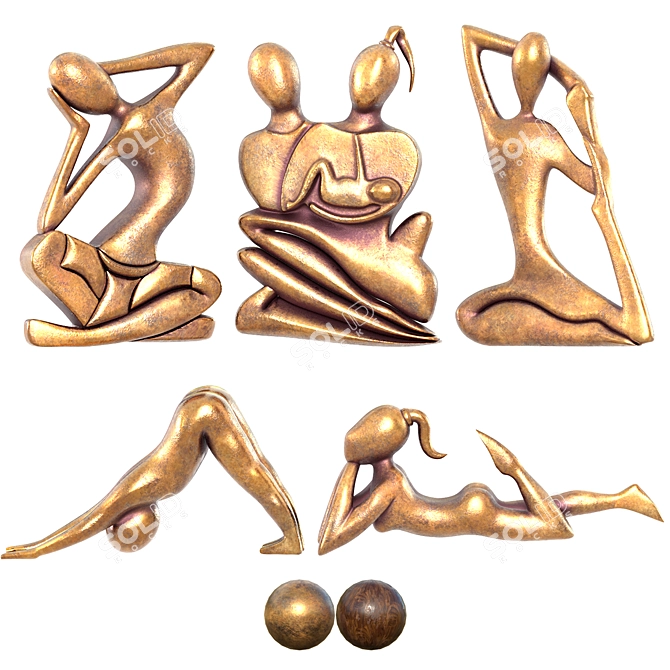 Eternal Kiss Sculpture Set 3D model image 1