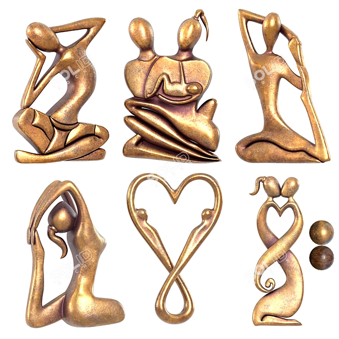 Eternal Kiss Sculpture Set 3D model image 4