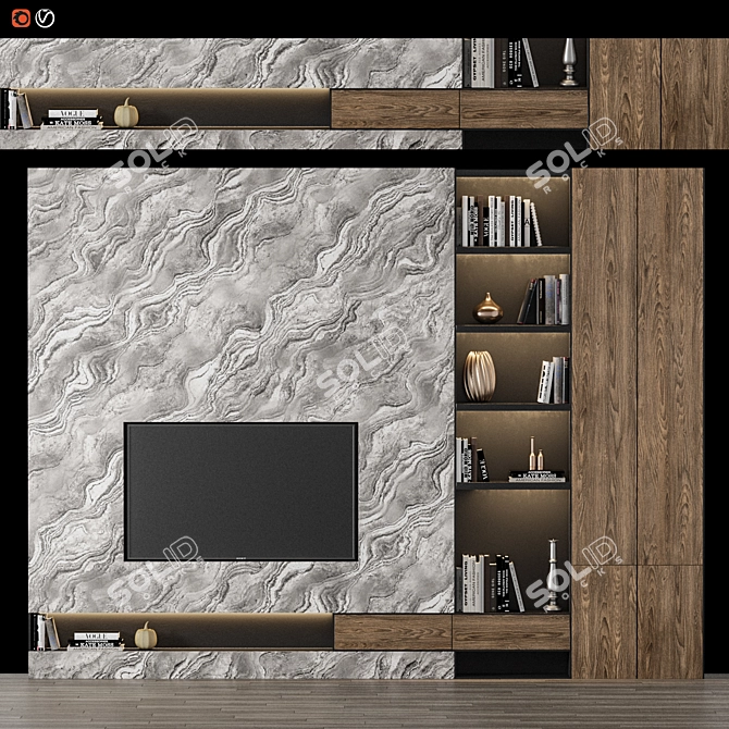  Modern TV Wall with Advanced 3D Design 3D model image 1