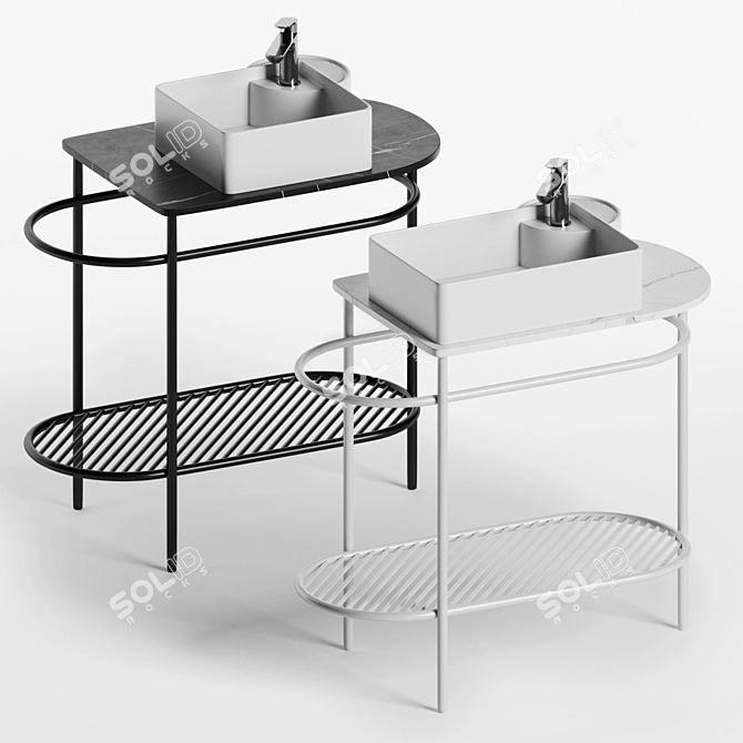 Flair Metal Stand with Cartesio Sinks 3D model image 1