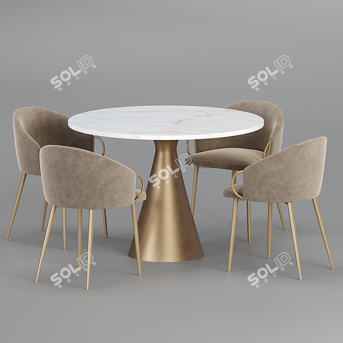 Claire Counter Chair and Silhouette Oval Dining Table 3D model image 1